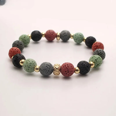 Pulsera de piedra de lava colorida estilo bohemio