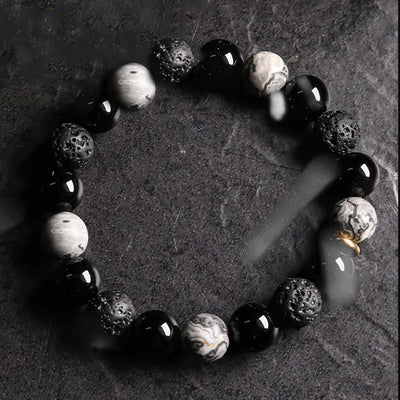 Pulsera de piedra de lava natural para hombre
