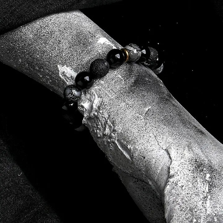 Pulsera de piedra de lava natural para hombre