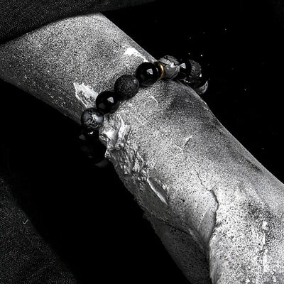Pulsera de piedra de lava natural para hombre