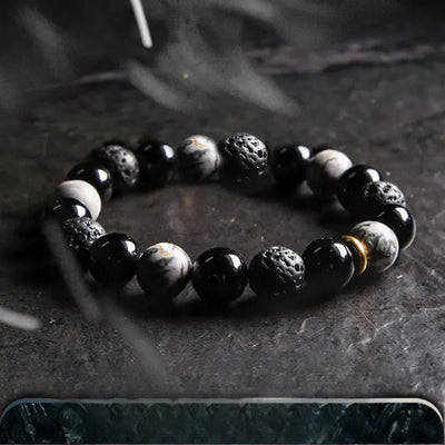 Pulsera de piedra de lava natural para hombre