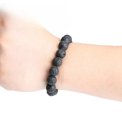 Pulsera de piedra de lava negra para hombre