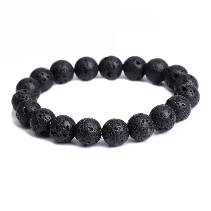 Pulsera de piedra de lava negra para hombre
