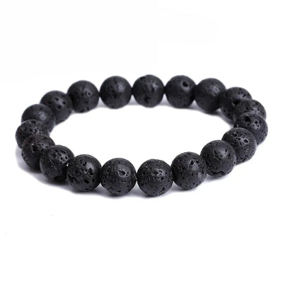 Pulsera de piedra de lava negra para hombre