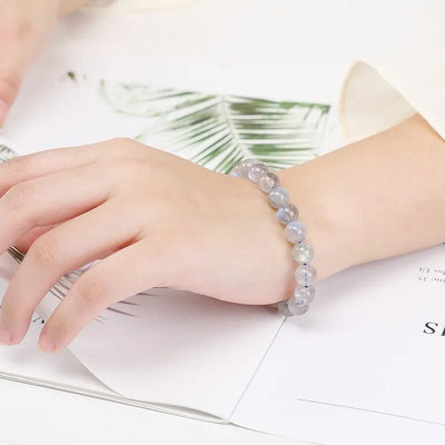 Pulsera de piedra de luna gris labradorita