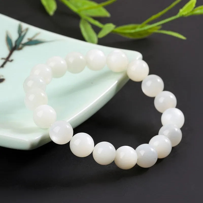 Pulsera de piedra lunar blanca con perlas energéticas