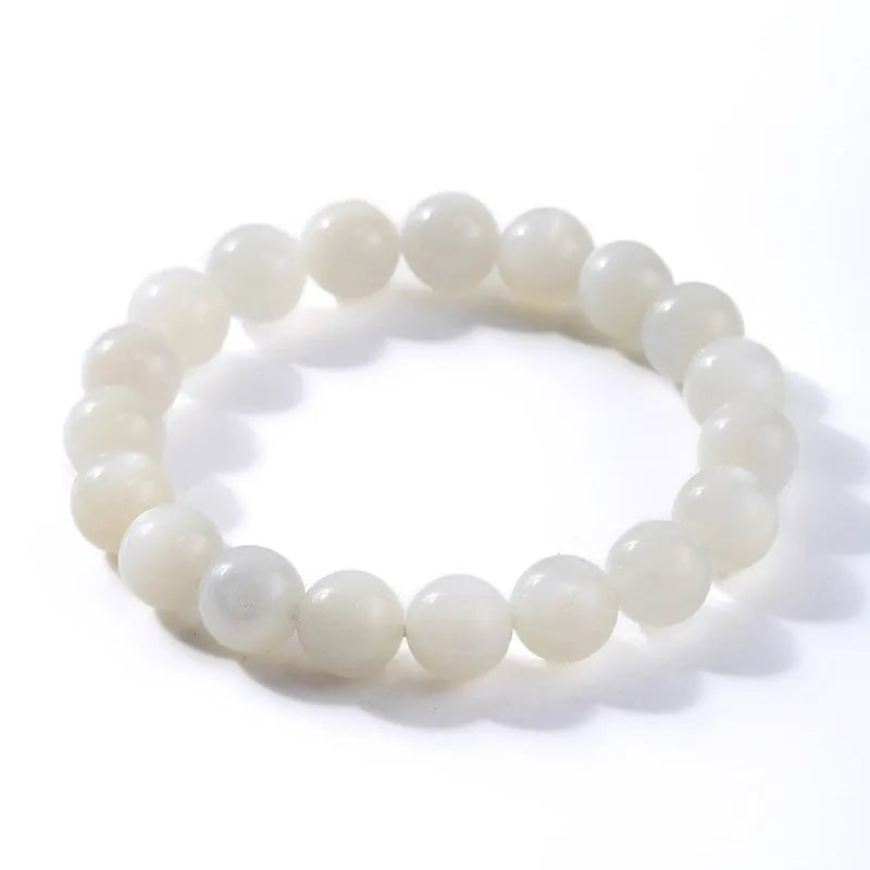 Pulsera de piedra lunar blanca con perlas energéticas