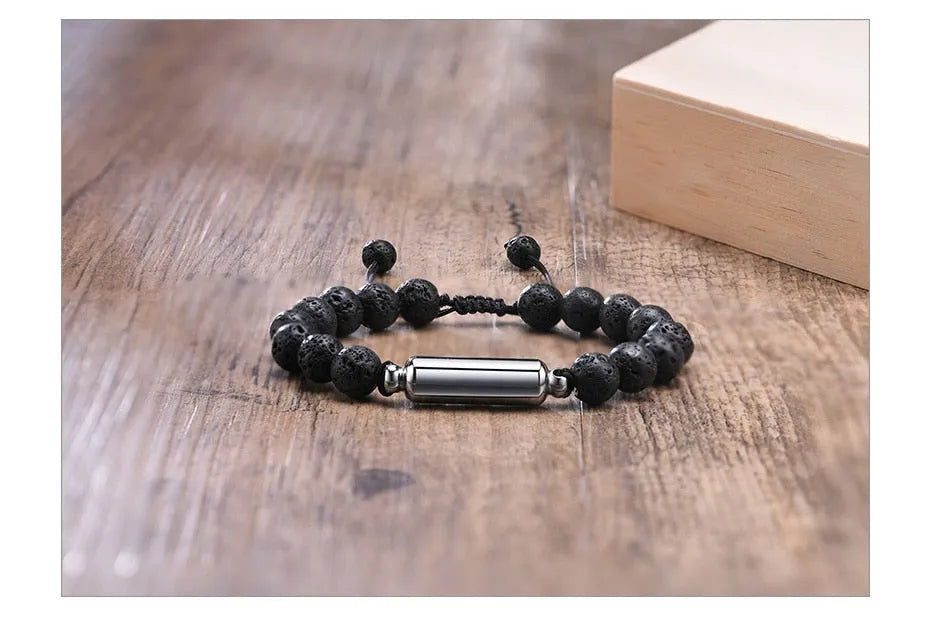 Pulsera de piedras de lava volcánicas para hombres