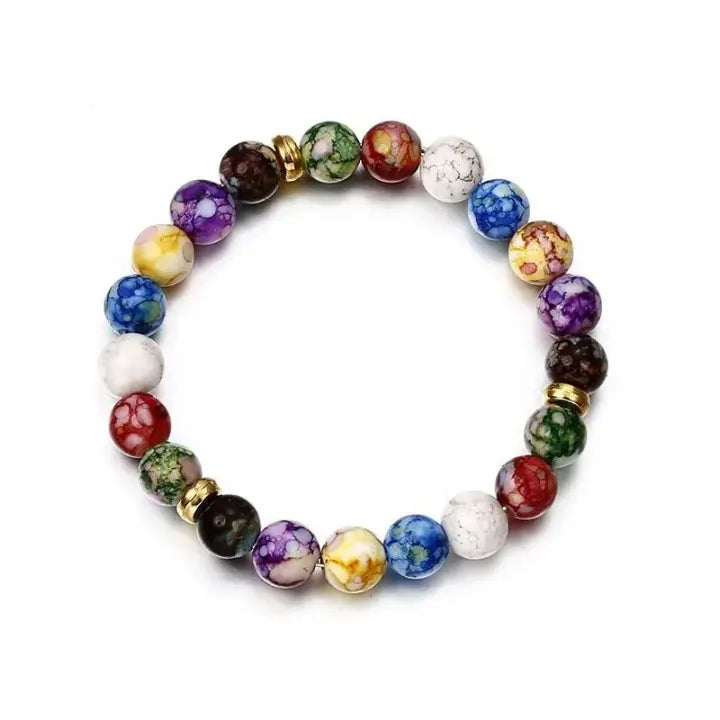 Pulsera de siete chakras con perlas de piedra natural