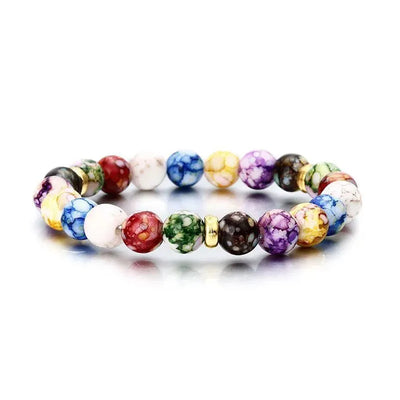 Pulsera de siete chakras con perlas de piedra natural
