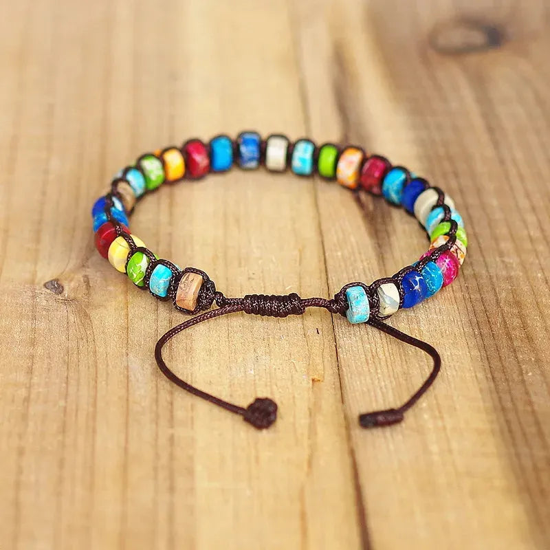 Pulsera de siete chakras de estilo bohemio con piedras naturales