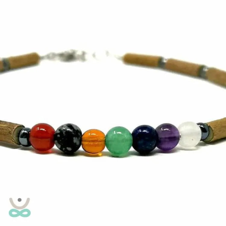 Pulsera de tobillo - Piedras de avellano y chakra