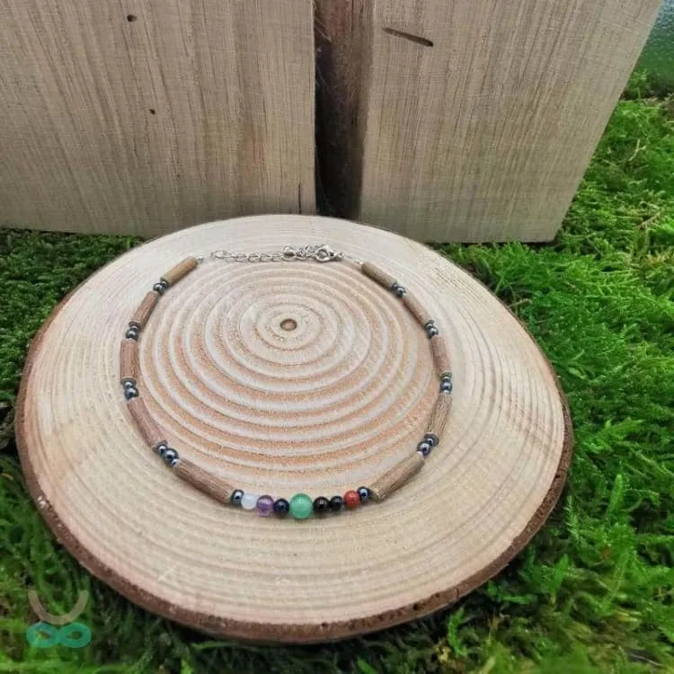 Pulsera de tobillo - Piedras de avellano y chakra