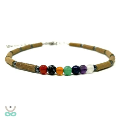 Pulsera de tobillo - Piedras de avellano y chakra