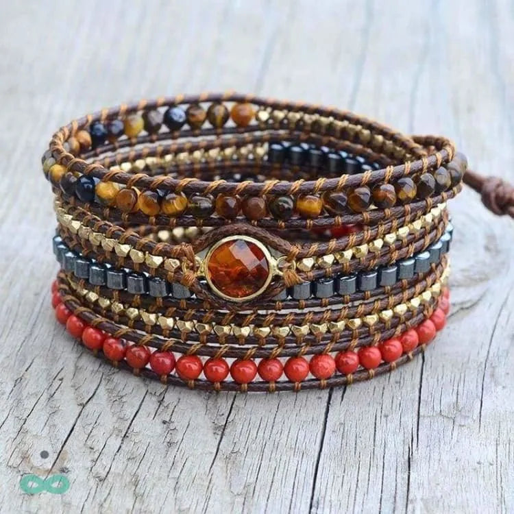 Pulsera de vitalidad profunda hecho de hematita y ojo de tigre
