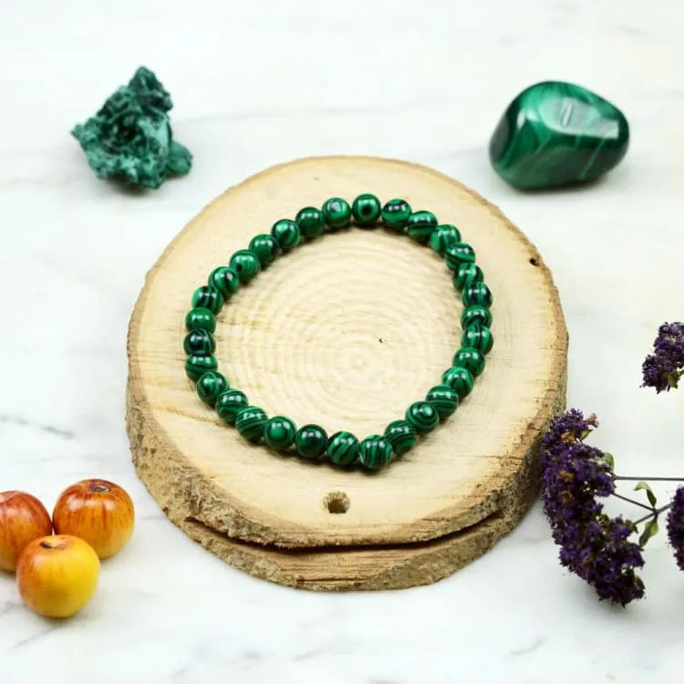 Pulsera delgada de malaquita