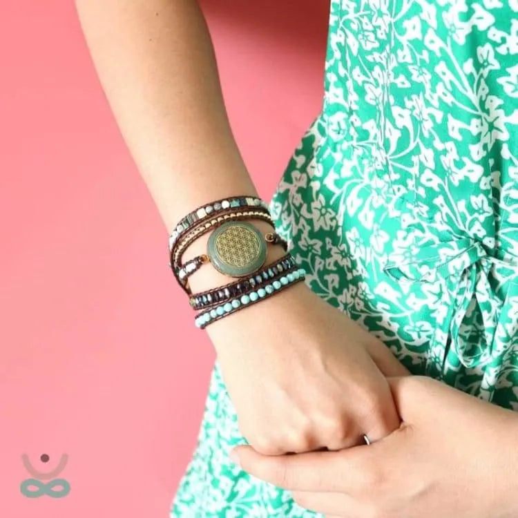 Pulsera "flor de la vida" en aventurina