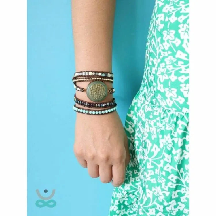 Pulsera "flor de la vida" en aventurina