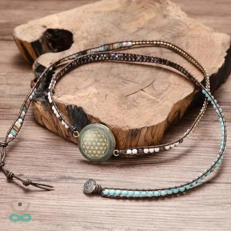 Pulsera "flor de la vida" en aventurina