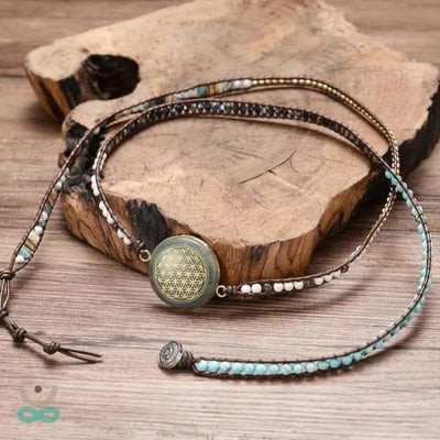 Pulsera "flor de la vida" en aventurina