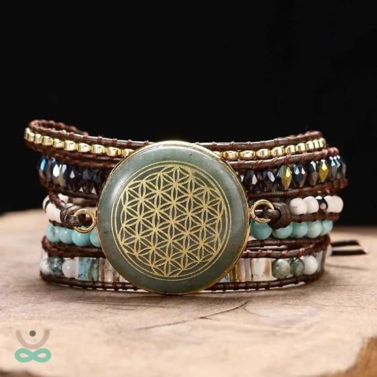 Pulsera "flor de la vida" en aventurina