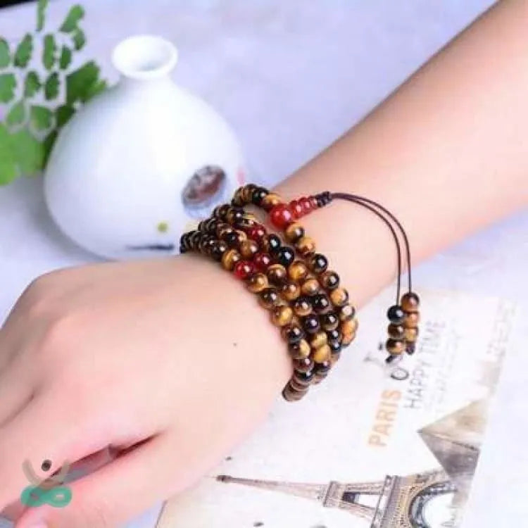 Pulsera mala 108 perlas ojo de tigre perlas