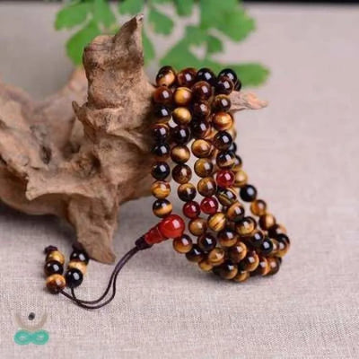 Pulsera mala 108 perlas ojo de tigre perlas