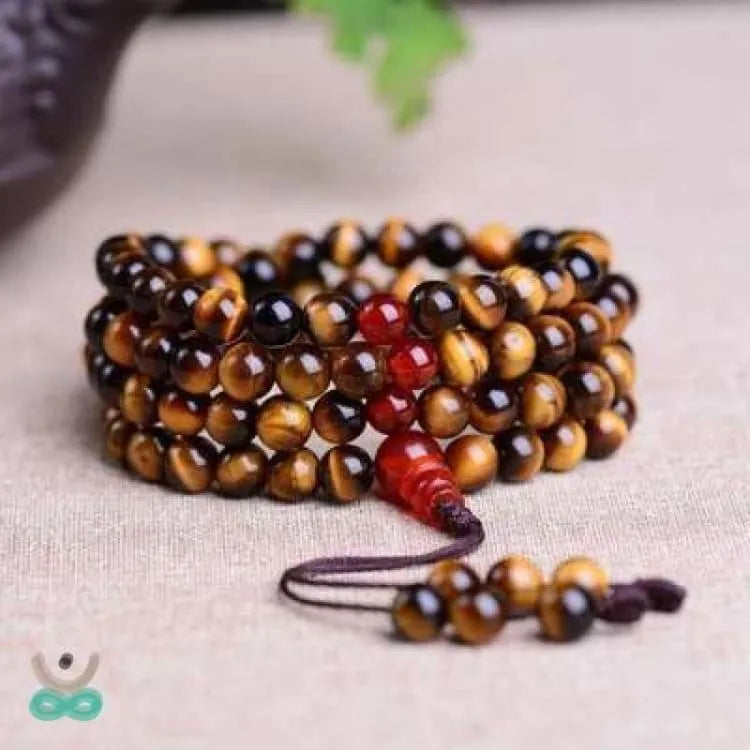 Pulsera mala 108 perlas ojo de tigre perlas