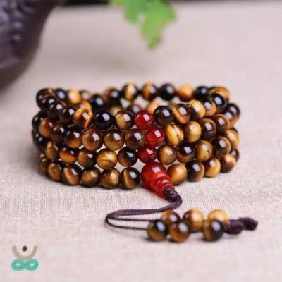 Pulsera mala 108 perlas ojo de tigre perlas