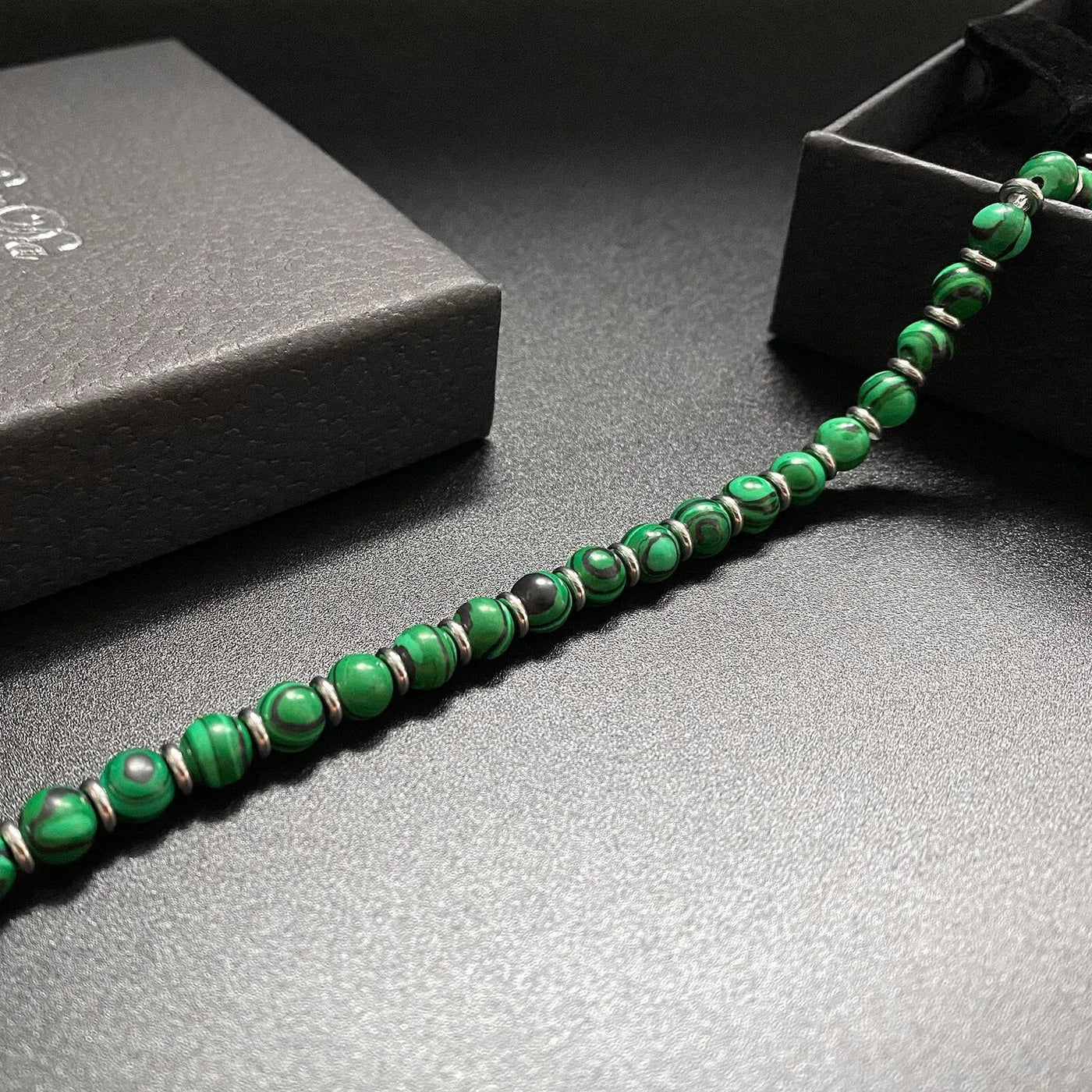 Pulsera para hombres con piedra natural malaquita