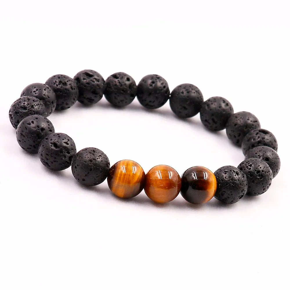 Pulsera piedra de lava ojo de tigre natural