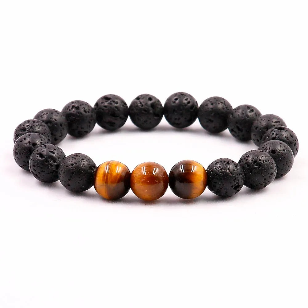 Pulsera piedra de lava ojo de tigre natural