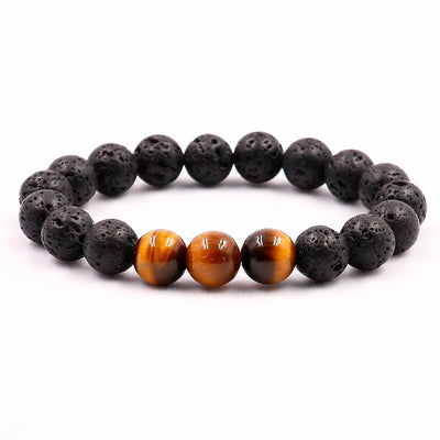 Pulsera piedra de lava ojo de tigre natural