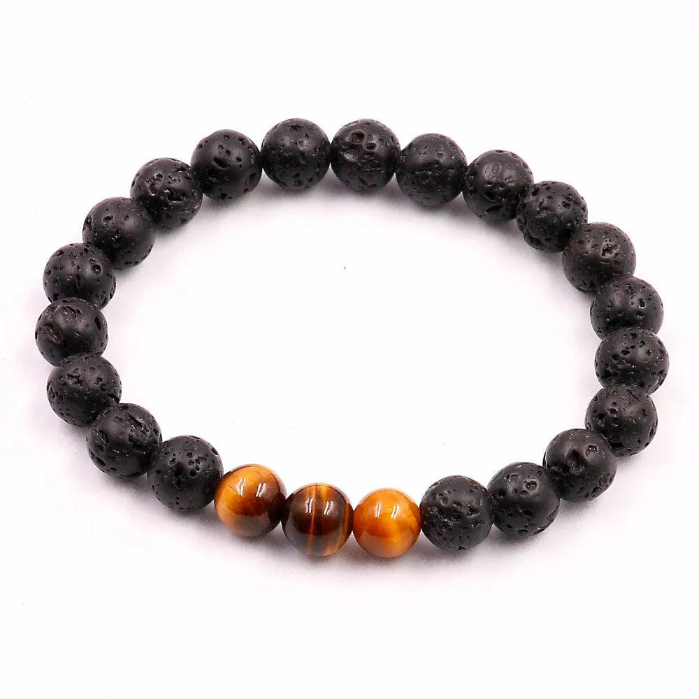 Pulsera piedra de lava ojo de tigre natural