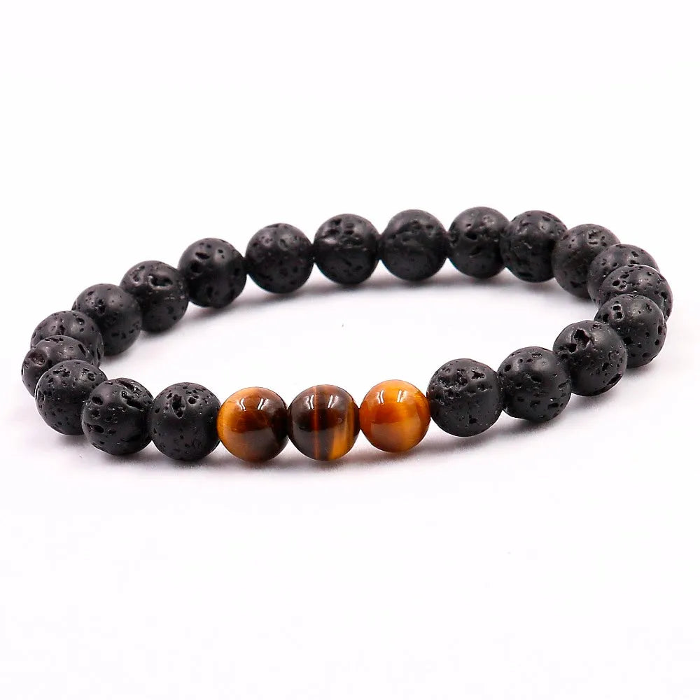 Pulsera piedra de lava ojo de tigre natural