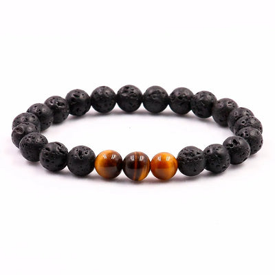 Pulsera piedra de lava ojo de tigre natural