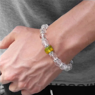 Pulsera tibetana con grabado sánscrito en cristal