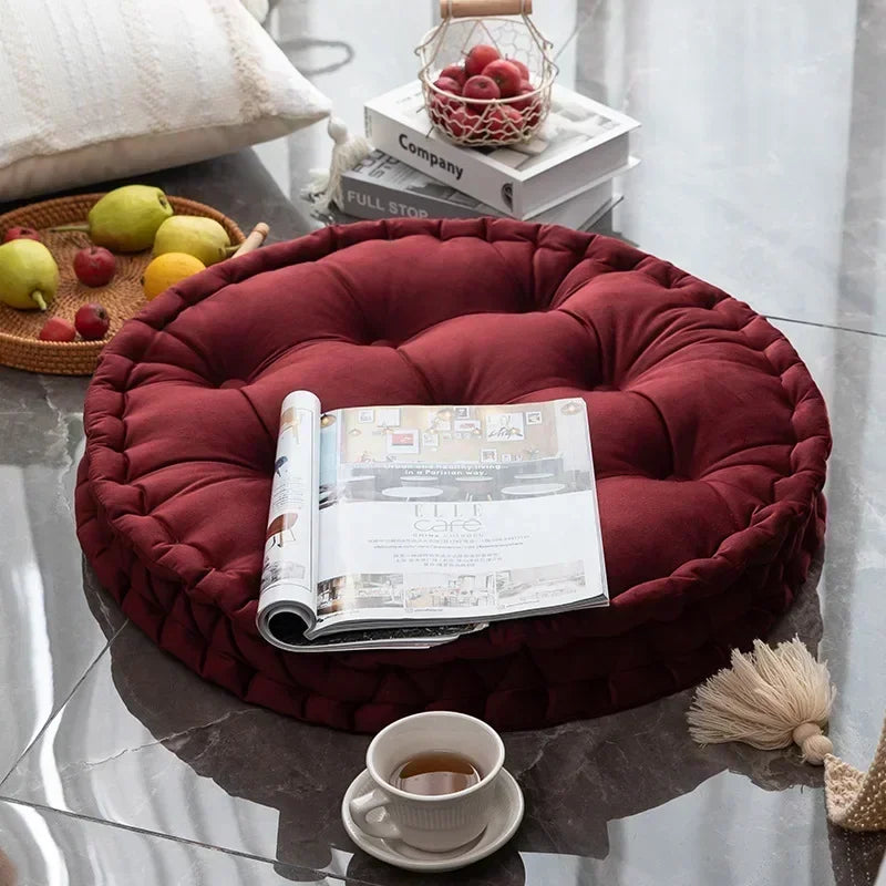 Cojín Redondo de Terciopelo Liso para Invierno