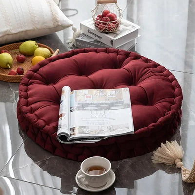 Cojín Redondo de Terciopelo Liso para Invierno