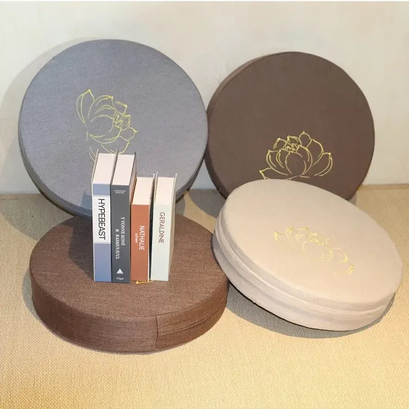 Cojín de Lino Redondo para Meditación y Yoga – 40x6 cm