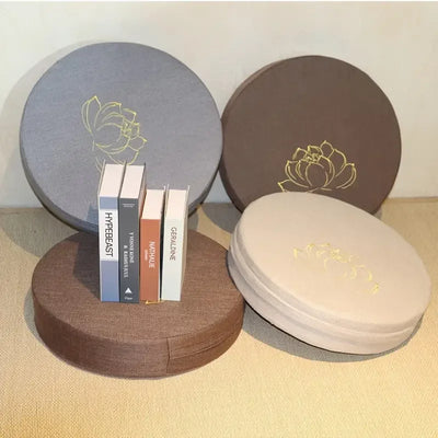 Cojín de Lino Redondo para Meditación y Yoga – 40x6 cm