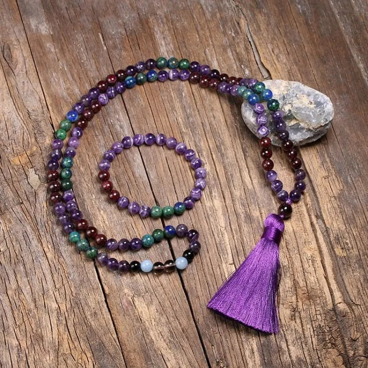 Set de Collar y Pulsera – Amatista y Azurita para Energía y Equilibrio