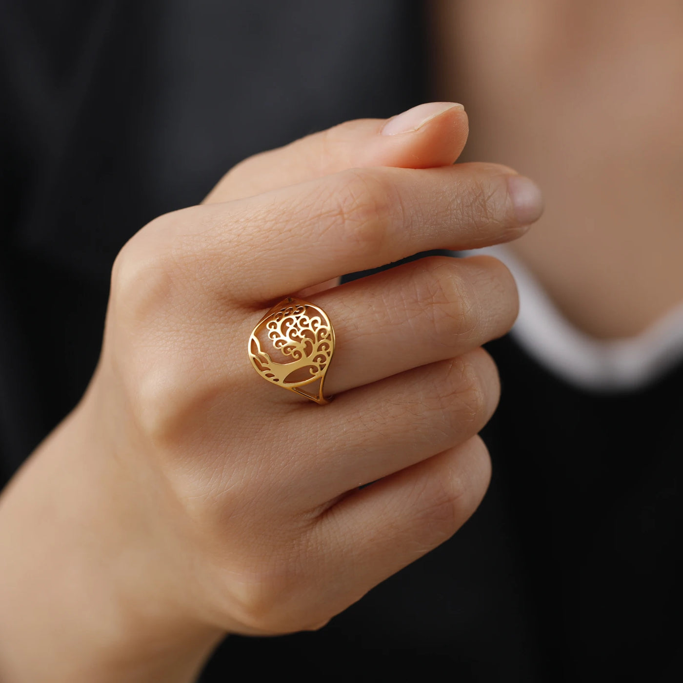 Anillo Árbol de la Vida en Acero Inoxidable – Energía, Unión y Crecimiento Interior