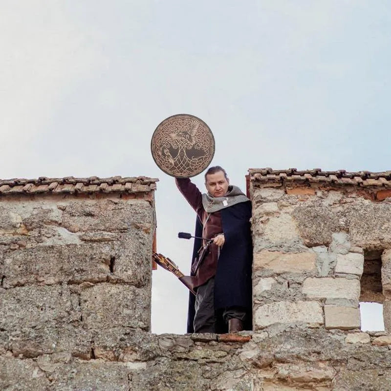 Tambor chamánico con pájaro siberiano