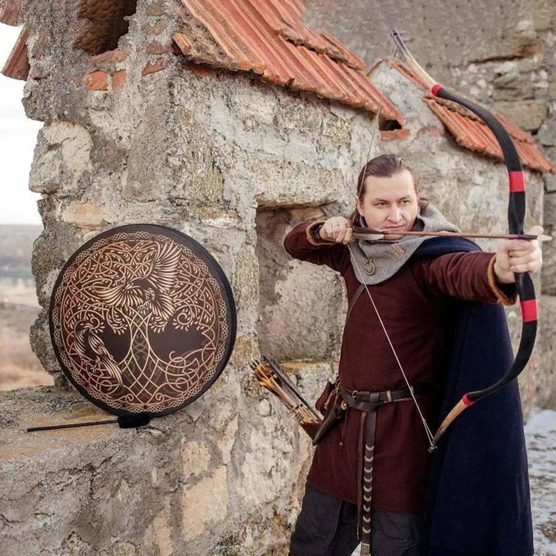 Tambor chamánico con pájaro siberiano