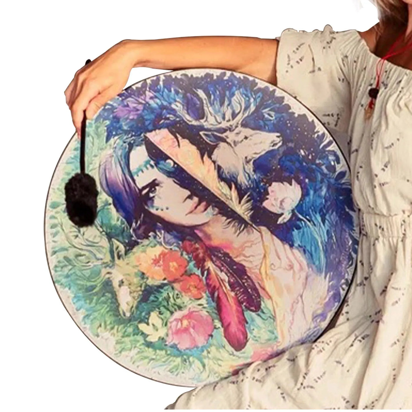 Tambor chamánico mujer y naturaleza