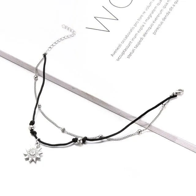 Tobillera de 2 piezas con colgante de sol