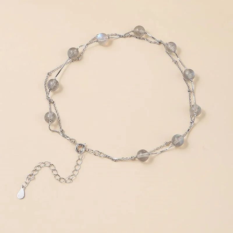 Tobillera de piedra lunar gris natural