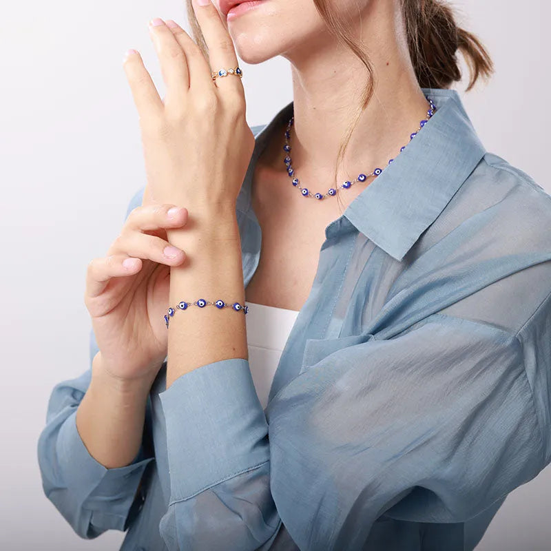 Tobillera para el mal de ojo en acero inoxidable