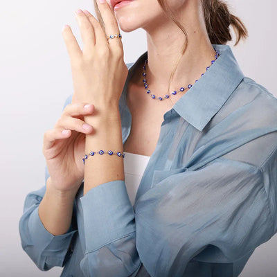 Tobillera para el mal de ojo en acero inoxidable